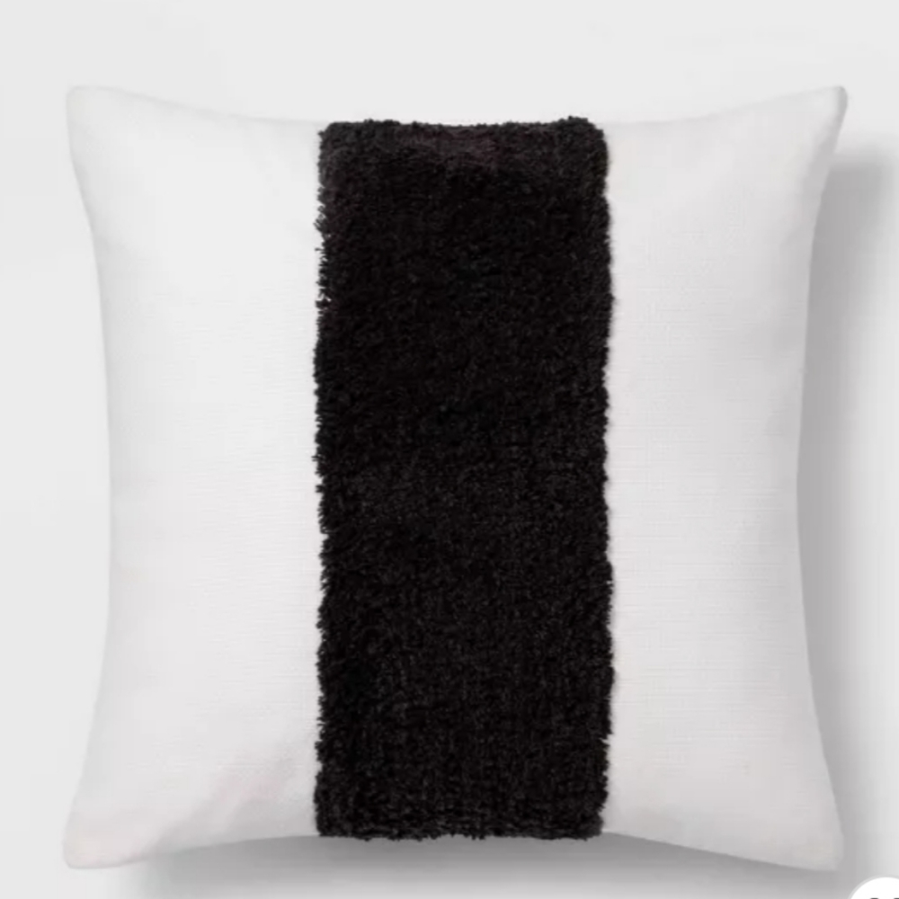 Square Channeled Faux Fur Throw Pillow Cream - Pro